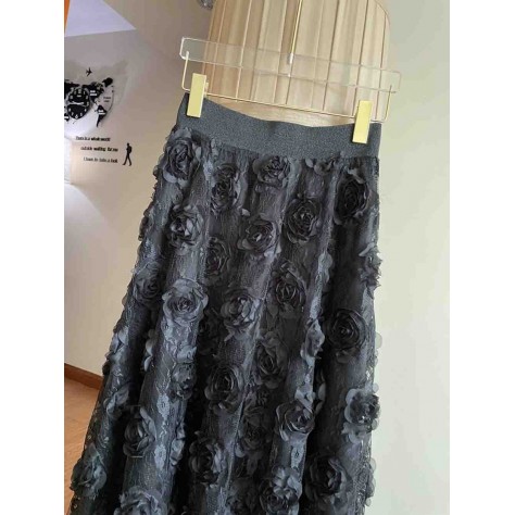 L794 Custom Made to order Polyester Women A-Line Mesh High Waist Long Skirt New Regular Size XS S M L XL & Plus size 1x-10x (SZ16-52)