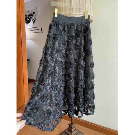 L794 Custom Made to order Polyester Women A-Line Mesh High Waist Long Skirt New Regular Size XS S M L XL & Plus size 1x-10x (SZ16-52)