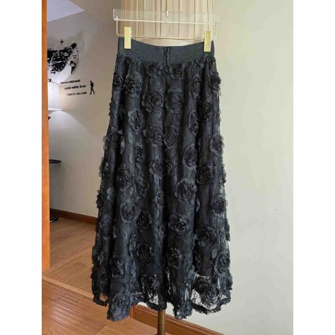 L794 Custom Made to order Polyester Women A-Line Mesh High Waist Long Skirt New Regular Size XS S M L XL & Plus size 1x-10x (SZ16-52)