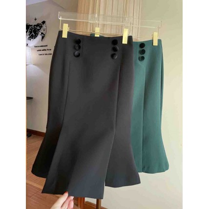 L795 Custom Made to order Cotton spandex Women's Sexy Slim Ruffled Fishtail Skirt Regular Size XS S M L XL & Plus size 1x-10x (SZ16-52)