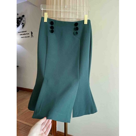 L795 Custom Made to order Cotton spandex Women's Sexy Slim Ruffled Fishtail Skirt Regular Size XS S M L XL & Plus size 1x-10x (SZ16-52)