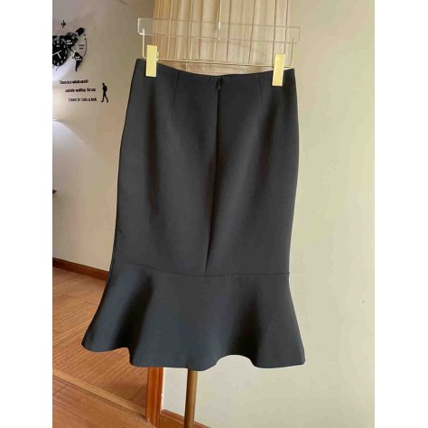 L795 Custom Made to order Cotton spandex Women's Sexy Slim Ruffled Fishtail Skirt Regular Size XS S M L XL & Plus size 1x-10x (SZ16-52)