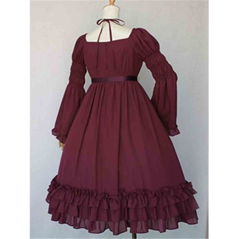 L80 Chiffon Tiered Ruffle Hem High Waist A Line Dress Regular Size XS S M L XL & Plus size 1x-10x (SZ16-52)