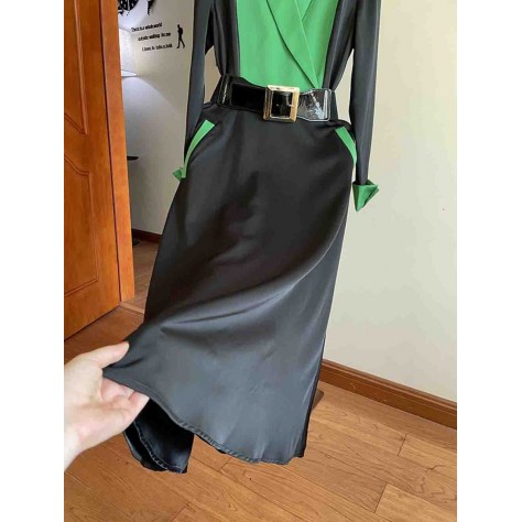 L807 Custom Made to order Satin Women's Contrast High Waist Big Swing Dress Regular Size XS S M L XL & Plus size 1x-10x (SZ16-52)