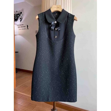 L808 Custom Made to order Tweed Women's Sleeveless Mini Tank Dress Regular Size XS S M L XL & Plus size 1x-10x (SZ16-52)