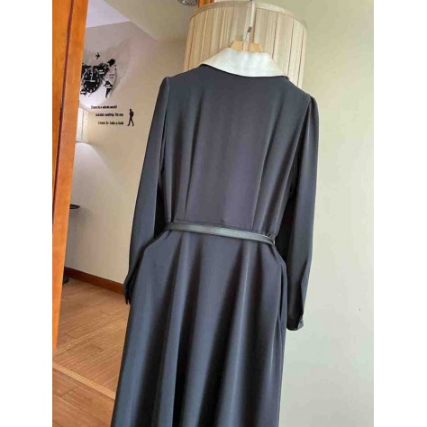 L819 Custom Made to order Cotton spandex Women's V-Neck High Waist Big Swing Dress Regular Size XS S M L XL & Plus size 1x-10x (SZ16-52)