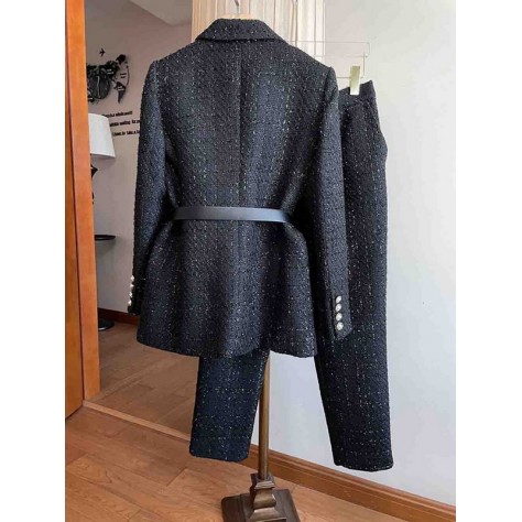 L825 Custom Made to order Tweed Double-Breasted Blazer 2 Piece Suit Regular Size XS S M L XL & Plus size 1x-10x (SZ16-52)