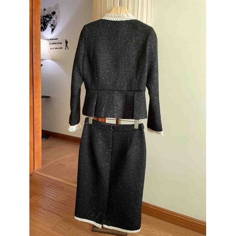 L828 Custom Made to order Tweed Women's Single-Breasted Skirt Suit Regular Size XS S M L XL & Plus size 1x-10x (SZ16-52)