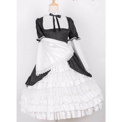 L83 Spandex Cotton Poplin A line Lolita Tiered Ruched Hem Party Dress Regular Size XS S M L XL & Plus size 1x-10x (SZ16-52)