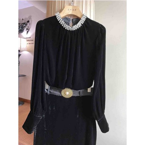 L831 Custom Made to order Velvet Women's Vintage Hip Wrap Skirt Suit Regular Size XS S M L XL & Plus size 1x-10x (SZ16-52)