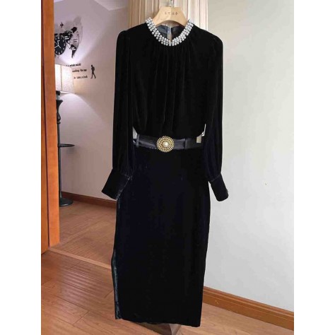 L831 Custom Made to order Velvet Women's Vintage Hip Wrap Skirt Suit Regular Size XS S M L XL & Plus size 1x-10x (SZ16-52)