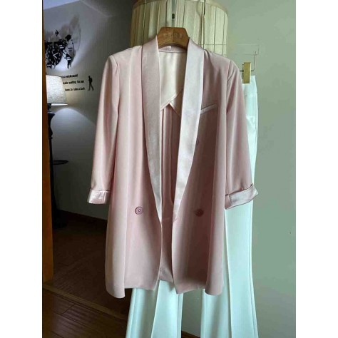 L835 Custom Made to order Satin Women's Business Blazer Flared Pant Suit Regular Size XS S M L XL & Plus size 1x-10x (SZ16-52)