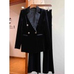 L838 Custom Made to order Velvet Double breasted Blazer 2 piece Suit Regular Size XS S M L XL & Plus size 1x-10x (SZ16-52)