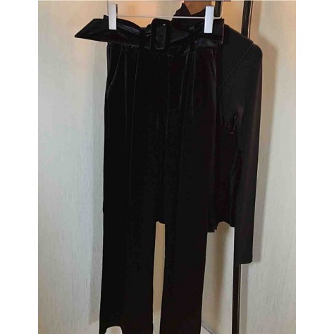 L839 Custom Made to order Velvet Women's Top /Wide-Leg 3 Piece Suit Regular Size XS S M L XL & Plus size 1x-10x (SZ16-52)