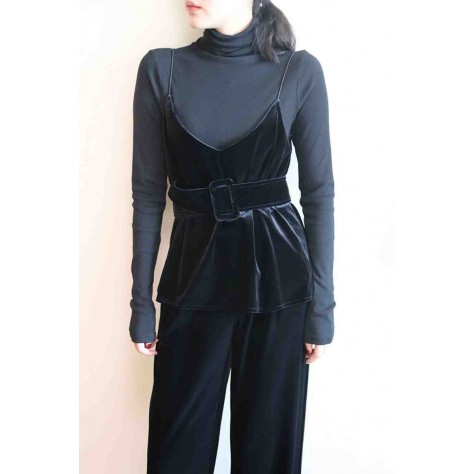 L839 Custom Made to order Velvet Women's Top /Wide-Leg 3 Piece Suit Regular Size XS S M L XL & Plus size 1x-10x (SZ16-52)