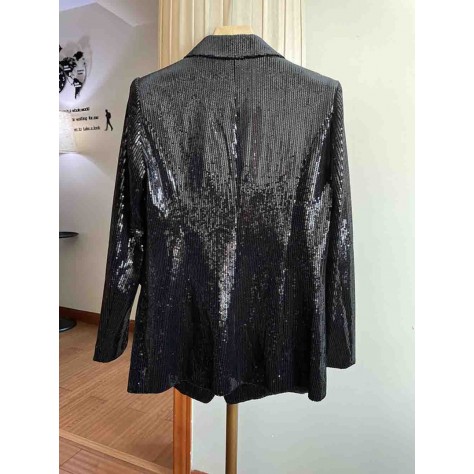 L846 Custom Made to order Polyester Women's Double-Breasted Sequin Blazer Coat Regular Size XS S M L XL & Plus size 1x-10x (SZ16-52)