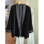 L848 Custom Made to order Velvet Women's Loose Double Breasted Coat Regular Size XS S M L XL & Plus size 1x-10x (SZ16-52)