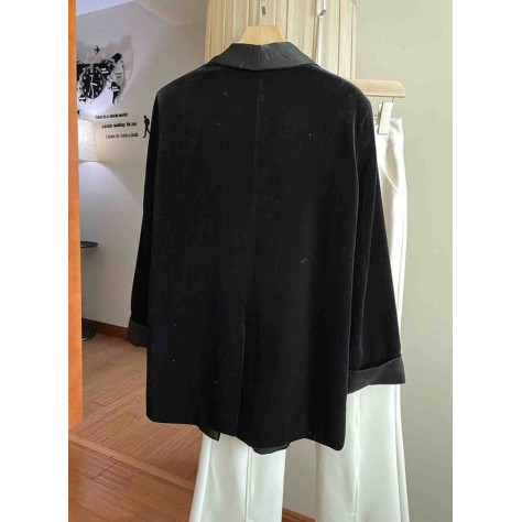 L848 Custom Made to order Velvet Women's Loose Double Breasted Coat Regular Size XS S M L XL & Plus size 1x-10x (SZ16-52)