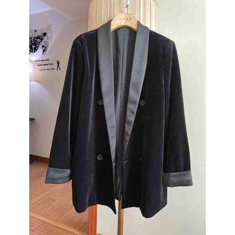 L848 Custom Made to order Velvet Women's Loose Double Breasted Coat Regular Size XS S M L XL & Plus size 1x-10x (SZ16-52)