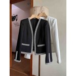 L849 Custom Made to order Cotton spandex Women's Fashion Beaded Trim Slim Coat New Regular Size XS S M L XL & Plus size 1x-10x (SZ16-52)