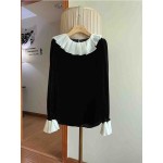 L853 Custom Made To Order Velvet Vintage Ruffle Flared Sleeve Blouse Regular Size XS S M L XL & Plus size 1x-10x (SZ16-52)