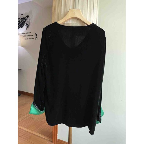 L863 Custom Made To Order Velvet Long Sleeve V-Neck Loose Blouse New Regular Size XS S M L XL & Plus size 1x-10x (SZ16-52)