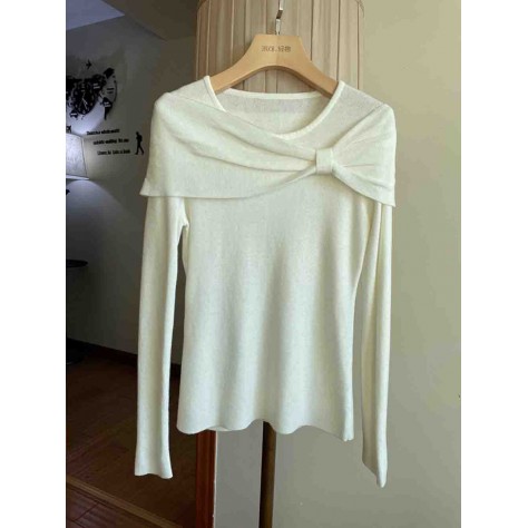 L866 Custom Made To Order Cotton blend Women's Elegant Bow Stretch Cardigan Sweater Regular Size XS S M L XL & Plus size 1x-10x (SZ16-52)