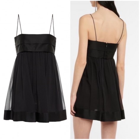 L868 Custom Made to order Silk Square Neck A-Line Mini Pleated Slip Dress Regular Size XS S M L XL & Plus size 1x-10x (SZ16-52)