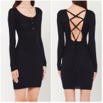 L869 Custom Made to order Jersey Stretch Slimming Lace Up Backless Dress New Regular Size XS S M L XL & Plus size 1x-10x (SZ16-52)