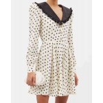 L878 Custom Made to order Polyester Puff Sleeve High Waist Polka Dot Dress New Regular Size XS S M L XL & Plus size 1x-10x (SZ16-52)