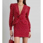 L880 Custom Made to order Polyester Long Sleeve Polka Dot Mini Party Wrap Dress Regular Size XS S M L XL & Plus size 1x-10x (SZ16-52)