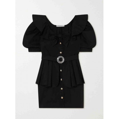 L881 Custom Made to order Spandex cotton Poplin Bow Belted Peplum Mini Sheath Dress Regular Size XS S M L XL & Plus size 1x-10x (SZ16-52)