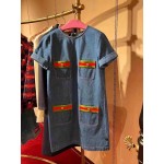 L886 Custom Made to order Denim Women's Crew Neck Casual Shift Dress Regular Size XS S M L XL & Plus size 1x-10x (SZ16-52)