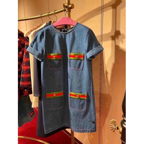 L886 Custom Made to order Denim Women's Crew Neck Casual Shift Dress Regular Size XS S M L XL & Plus size 1x-10x (SZ16-52)