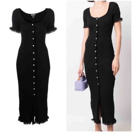 L887 Custom Made to order Jersey Scoop Neck Slim Stretch Long Dress Regular Size XS S M L XL & Plus size 1x-10x (SZ16-52)