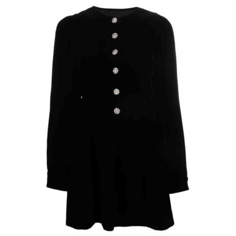 L889 Custom Made to order Velvet Long Sleeve Crew Neck A-Line Dress Regular Size XS S M L XL & Plus size 1x-10x (SZ16-52)