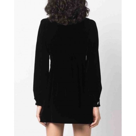 L889 Custom Made to order Velvet Long Sleeve Crew Neck A-Line Dress Regular Size XS S M L XL & Plus size 1x-10x (SZ16-52)