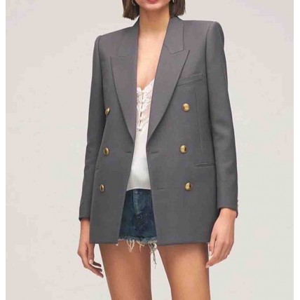 L897 Custom Made to order Wool blend Women's Double Breasted Blended Blazer Coat Regular Size XS S M L XL & Plus size 1x-10x (SZ16-52)