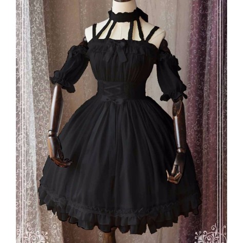 L92 Chiffon Sweet Lolita Bowknot High Waist Party Dress Regular Size XS S M L XL & Plus size 1x-10x (SZ16-52)