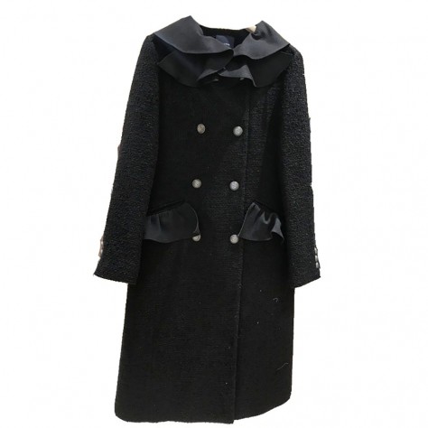 L923 Custom Made to order Tweed Ruffle Collar Double Breasted Coat Regular Size XS S M L XL & Plus size 1x-10x (SZ16-52)