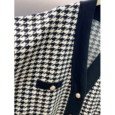 L927 Custom Made to order Polyester Women's Houndstooth V-Neck Loose Coat New Regular Size XS S M L XL & Plus size 1x-10x (SZ16-52)