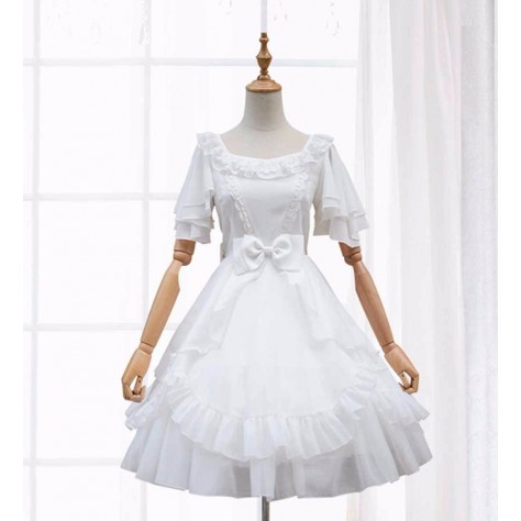 L93 Chiffon Classic Lolita Bow Wedding Bridesmaid Dress Regular Size XS S M L XL & Plus size 1x-10x (SZ16-52)