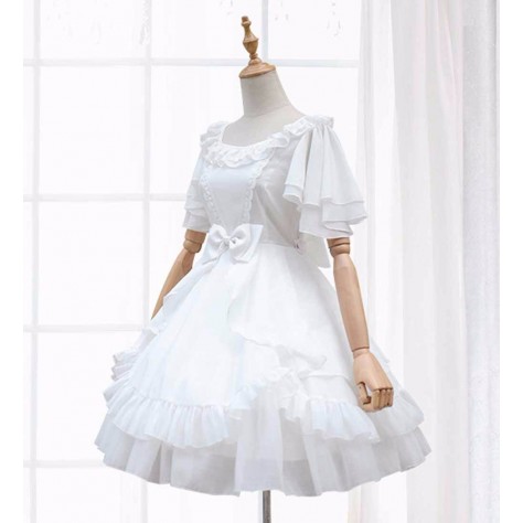 L93 Chiffon Classic Lolita Bow Wedding Bridesmaid Dress Regular Size XS S M L XL & Plus size 1x-10x (SZ16-52)