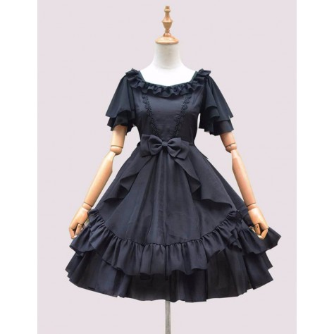 L93 Chiffon Classic Lolita Bow Wedding Bridesmaid Dress Regular Size XS S M L XL & Plus size 1x-10x (SZ16-52)