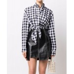 L935 Custom Made To Order Cotton Poplin Women's Fashion Plaid Cropped Shirt Regular Size XS S M L XL & Plus size 1x-10x (SZ16-52)