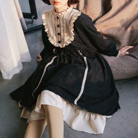 L94 polyester Sweet Lolita Gothic Ruffle Dress Ball Gown Regular Size XS S M L XL & Plus size 1x-10x (SZ16-52)