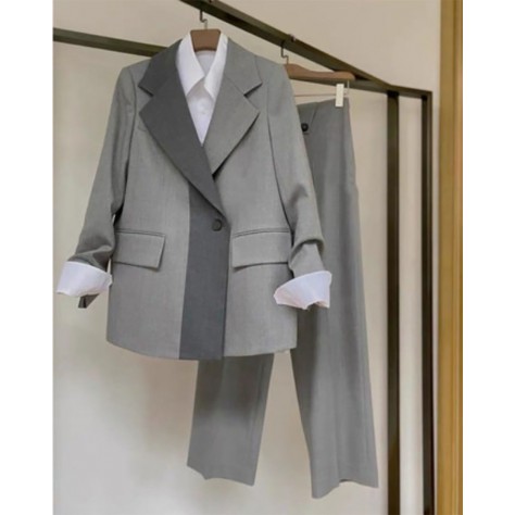 L945 Custom Made to order Cotton spandex Casual Coat Wide Leg Pants Two Piece Suit Regular Size XS S M L XL & Plus size 1x-10x (SZ16-52)