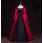 L95 Satin A-Line Medieval Vintage Hooded Maxi Dress Cosplay Regular Size XS S M L XL & Plus size 1x-10x (SZ16-52)