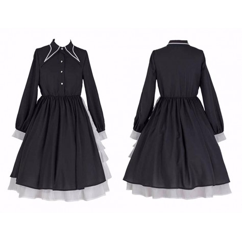 L97 polyester Tiered Pleated Lolita Big Swing Dress Regular Size XS S M L XL & Plus size 1x-10x (SZ16-52)