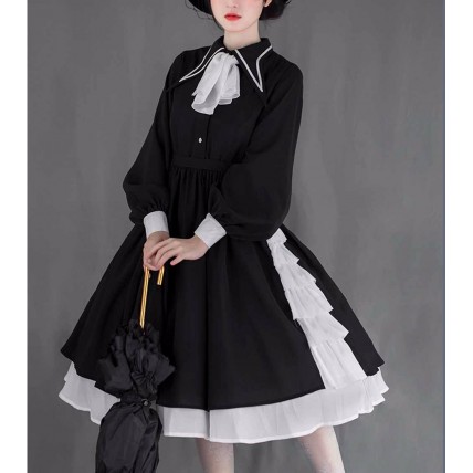 L97 polyester Tiered Pleated Lolita Big Swing Dress Regular Size XS S M L XL & Plus size 1x-10x (SZ16-52)